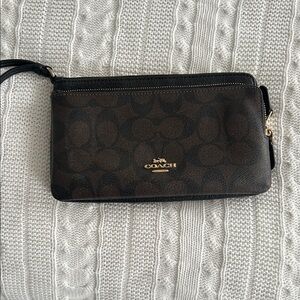 Coach Signature Black and Brown Wristlet
